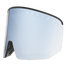 Hellblaue, gewölbte NAKED Optics NOVA Goggle-Scheibe mit OPTICS"-Schriftzug, schwarzem Rand und Anti-Fog-Beschichtung für klare Sicht auf der Piste.