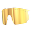 Gold verspiegelte Ersatzgläser für die Sportbrille von NAKED Optics, gekennzeichnet mit CAT 2 und OPTICS, mit polarisierten Gläsern für Blendschutz und zuverlässigen UV-Schutz.