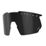 Einfaches schwarzes Schutzglas für die NAKED Optics Sportbrille mit weißem OPTICS-Schriftzug, CAT.4-Kennzeichnung auf der rechten Seite und erhöhtem UV-Schutz.