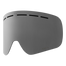 Gebogenes, grau getöntes NAKED Optics Snowboard-Skibrille-Visier mit Lüftungsschlitzen am oberen Rand und CAT.3-Markierung in der rechten unteren Ecke.
