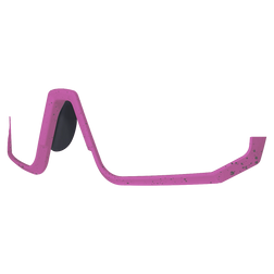 Eine einzelne NAKED Optics rosafarbene Halbrahmen-Sportbrille mit einem dunklen Glas ist auf weißem Hintergrund abgebildet.