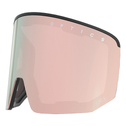 Die NAKED Optics Skibrille NOVA hat eine rosa getönte CAT 3 Scheibe, einen schwarzen Rahmenrand und ein fortschrittliches Magnetwechselsystem für schnellen Scheibenwechsel.
