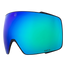 Eine blau-grün verspiegelte Snowboard- und Skibrille von NAKED Optics mit schwarzem Rahmen und CAT.2-Beschriftung, mit Super-Anti-Fog-Beschichtung für klare Sicht auf der Piste.