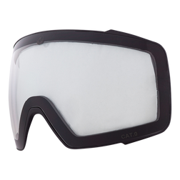 Die NAKED Optics Snowboard- und Skibrille hat einen schwarzen Rahmen, eine klare, leicht gewölbte Scheibe und eine Super-Anti-Fog-Beschichtung für optimale Sicht auf der Piste.