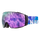 NAKED Optics Skibrille mit lila getönter Scheibe und blauem Band mit weißem Text und abstrakten Mustern, mit Anti-Fog-Beschichtung für klare Sicht bei allen Bedingungen.