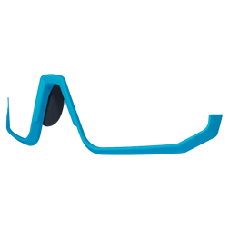 Seitenansicht der blauen NAKED Optics Fullframe Sportbrille mit einem einzelnen schwarzen Glas auf weißem Hintergrund.