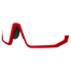 Rote futuristische NAKED Optics Halbrand-Sonnenbrille mit einem einzelnen schwarzen Glas, von der Seite auf weißem Hintergrund dargestellt.
